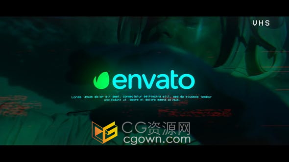 AE模板-特效视频片头动画制作VHS Glitch Logo