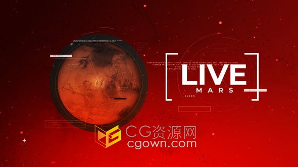 AE模板-火星直播简介视频片头星球背景科技感故障文字动画