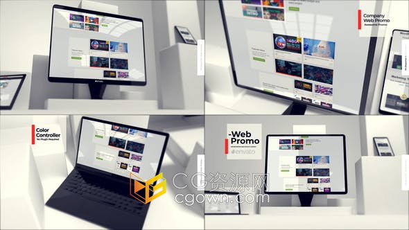 应用程序商店网站页面截图在电脑设备展示动画视频制作-AE模板