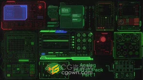 复古风格模拟HUD UI 元素赛博朋克项目制作-AE模板