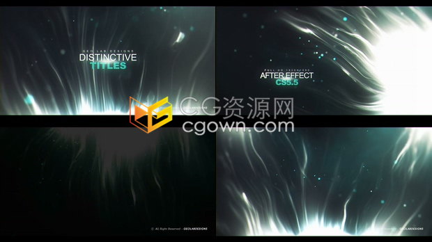 独特耀斑粒子灯光特效轻盈线条波浪状演绎电影标题动画-AE模板下载