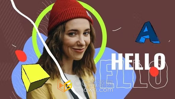 趣味彩色液体斑点动画元素时尚社交媒体宣传片头-AE模板