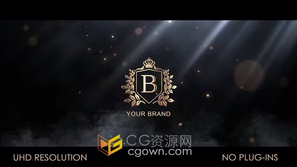 AE模板-大气时尚奢华金黄粒子流动画演绎高级感品牌LOGO片头