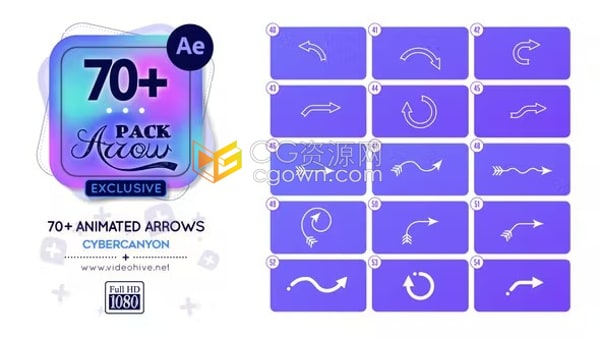 AE模板-70+箭头动画信息标记指针瞄准点线条动画箭头元素Arrow Pack