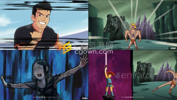 AE模板-动漫FX动作速度线背景漫画加速卡通速度线特效