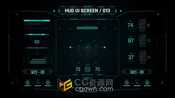HUD屏幕小工具视频游戏技术界面图形-AE模板