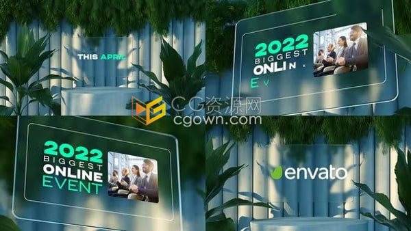 AE模板-磨砂玻璃卡片式动画翻转展示现代科技企业公司宣传片头