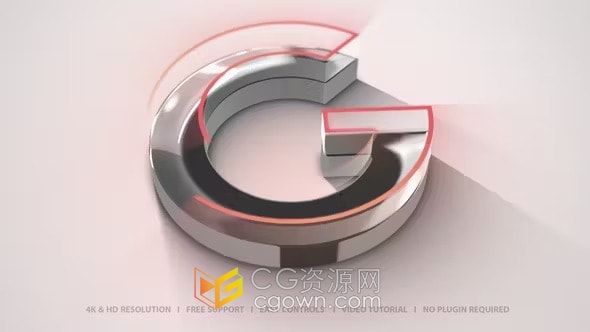 优雅光泽线条绘制LOGO轮廓挤出动画企业品牌标志-AE模板