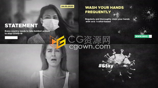 新型冠状病毒介绍包装视频病毒防御感染医学科学宣传幻灯片-AE模板下载