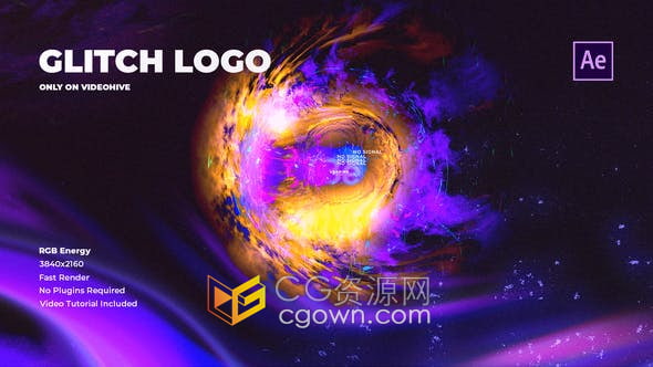 AE模板-Glitch Logo Super故障RGB动画视频片头4K