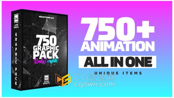 AE模板-750+Graphic Pack包括80个幻灯片250个图标动画150个媒体小视频