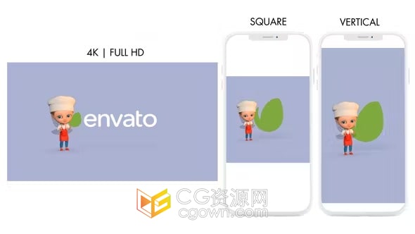 可爱童趣魔法厨师小仙子演绎品牌LOGO动画-AE模板
