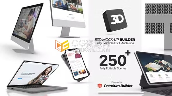 3D模型生成器逼智能手机电脑显示器逼真电子设备等250+场景AE模板