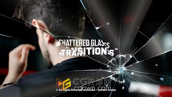 8种独特的碎玻璃图形动画破裂玻璃转场-AE模板