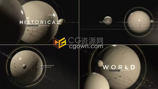 AE模板-地球纪录片星球轨迹动画世界历史回忆电影预告片