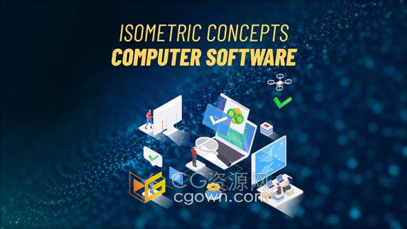 AE模板-计算机软件概念图形5G应用程序云代码数据开发信息互联网介绍动画视频