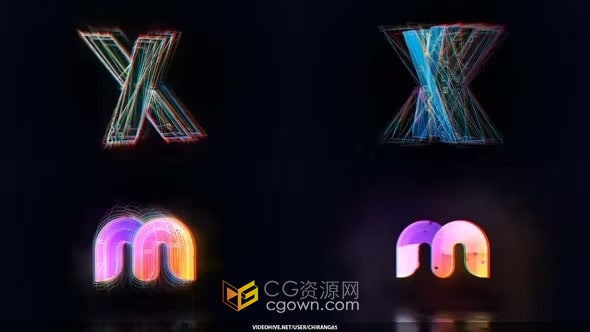 科技故障效果闪烁阴影小方格标志动画-AE模板
