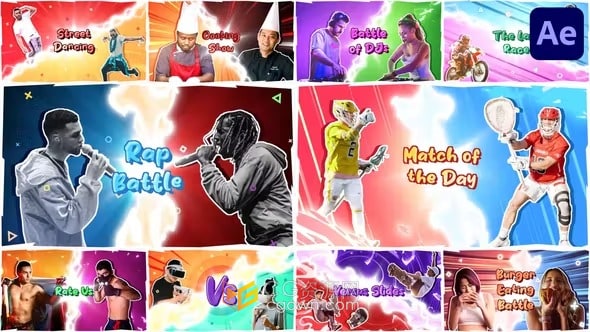 对抗比较PK对战风格竞技幻灯片制作-AE模板下载