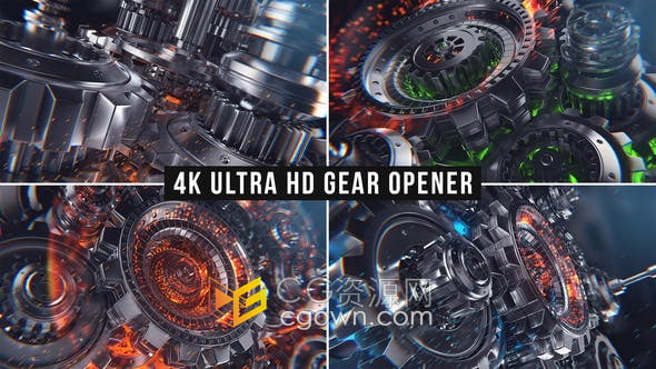 AE模板-3D汽车机械齿轮变压器场景动画介绍视频片头制作