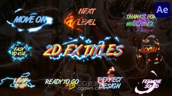 手绘卡通片名清新多彩明亮FX标题文字动画-AE模板