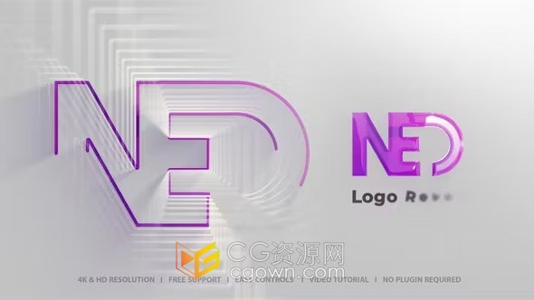 LOGO波浪线条发光明亮企业品牌标志动画-AE模板