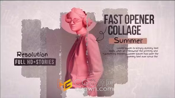 时尚艺术拼贴开场AE模板含垂直版视频短片