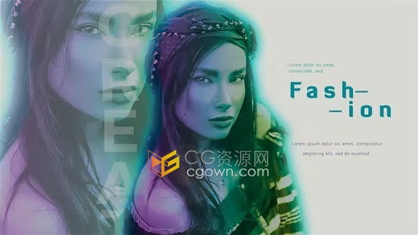 AE模板-双重影曝光效果时装模特专辑摄影作品肖像照片展示艺术宣传视频