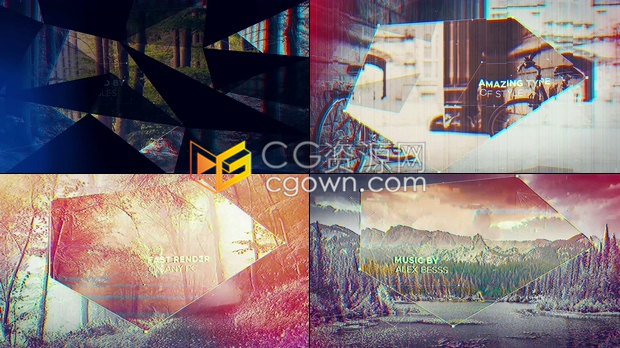 创意图形遮罩幻灯片制作AE与PR模板下载优雅现代时尚宣传片视频