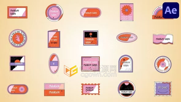 现代感极简的文字动画AE模板创意框标题