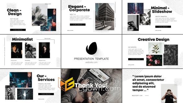 AE模板-适合商务演示公司幻灯片企业宣传简约设计介绍视频动画