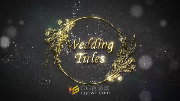 闪亮金色光泽花艺设计花卉婚礼标题-AE模板下载