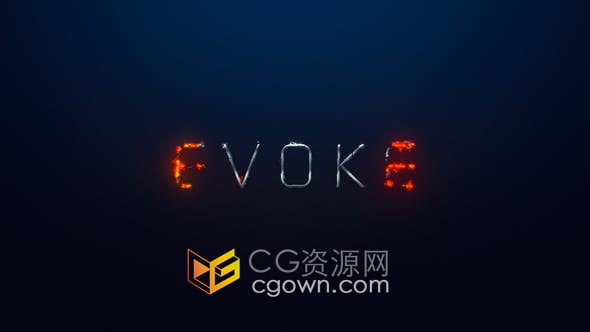 AE模板-燃烧金属标志视频片头Evoke Logo Title Reveal