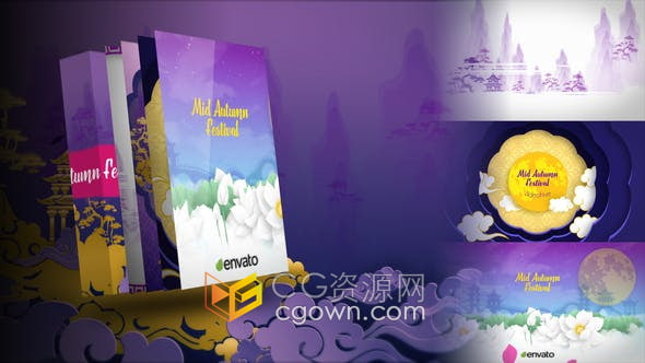 AE模板-中国中秋佳节剪纸动画节日介绍视频片头