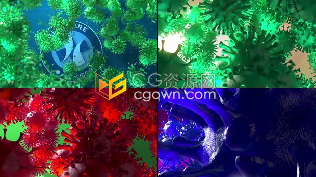 制作三维溶解病毒效果预防抵抗消杀病毒医护设备公司标志LOGO片头-AE模板