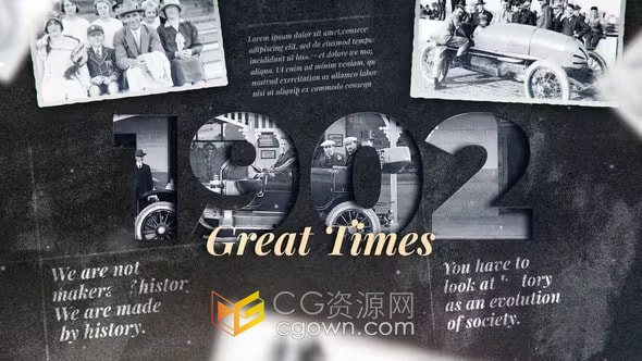 重大历史事件时间线展示黑白灰色调纪录片-AE模板