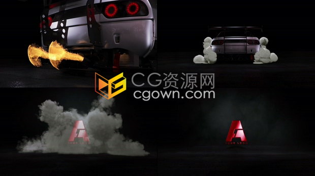 4K超燃汽车排气管喷火烧胎效果汽车漂移特效广告车评类视频节目片头-AE模板