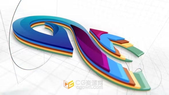 具有多色图层的公司品牌推广标志宣传动画-AE模板