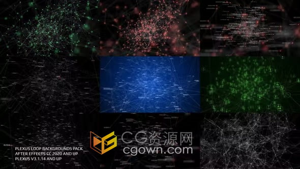 科技元素点线粒子丛循环背景Plexus Loop Backgrounds Pack-AE模板