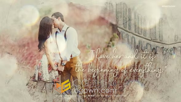 AE婚礼相册模板-大气唯美浪漫婚庆婚宴LED屏展示甜美婚纱照片视频