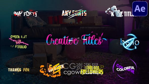 After Effects模板-多彩创意动态元素FX效果视频字幕Creative Titles