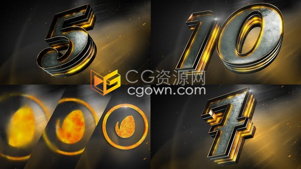 大气震撼三维金属10秒倒计时启动仪式开场视频片头-AE模板下载