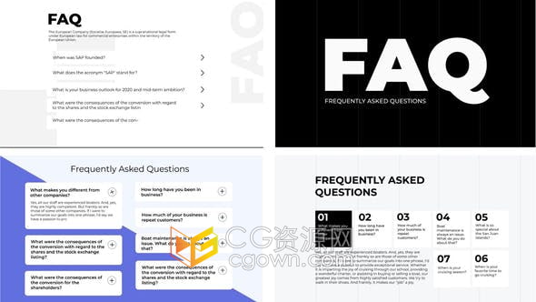 After Effects模板-网站产品客户服务FAQ常见问题解答简约动画视频