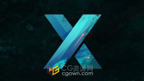 AE模板-数字失真动态LOGO快速涂鸦故障标志动画