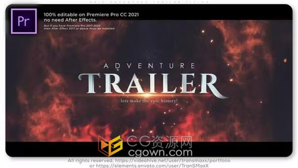 AE与PR模板-史诗冒险预告片标题Epic Adventure Trailer Titles