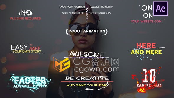 10种卡通图形动画视频字幕效果制作AE模板下载流体线条火焰