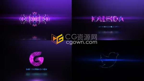 AE模板-霓虹灯万花筒效果标志动画Neon Kaleida Logo Reveal