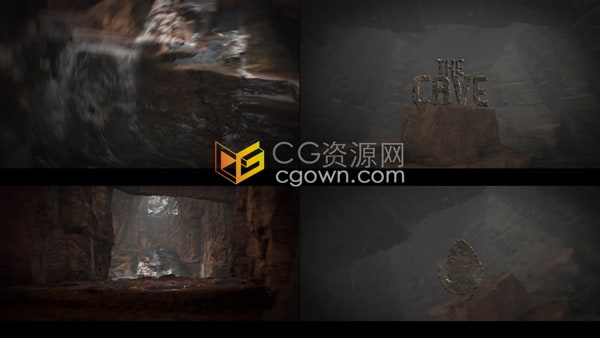 AE模板-3D岩石洞穴场景石头标志动画考古探索科普节目片头
