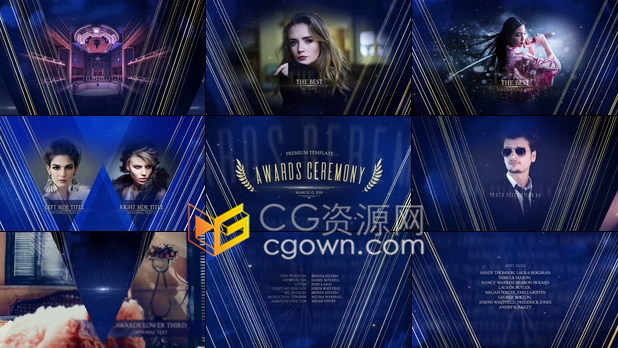 高贵大气金色粒子散景灯效果颁奖典礼优雅音乐会开幕婚礼时装晚会包装-AE模板