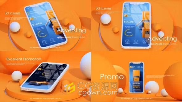 手机界面展示APP应用程序介绍网站宣传广告-AE模板