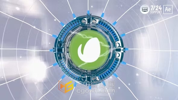 3D水晶头网线动画演绎网络标志技术LOGO片头-AE模板